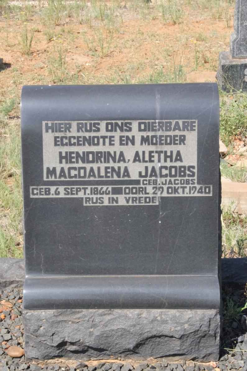 JACOBS Hendrina Aletha Magdalena nee JACOBS 18??-1940