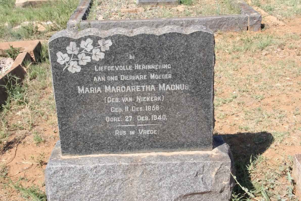 MAGNUS Maria Margaretha nee van NIEKERK 1858-1940