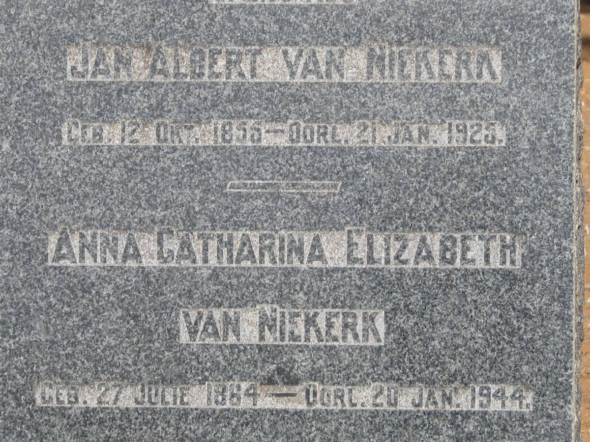 NIEKERK Jan Albert, van 1855-1925 &amp; Anna Catharina Elizabeth 1864-1944