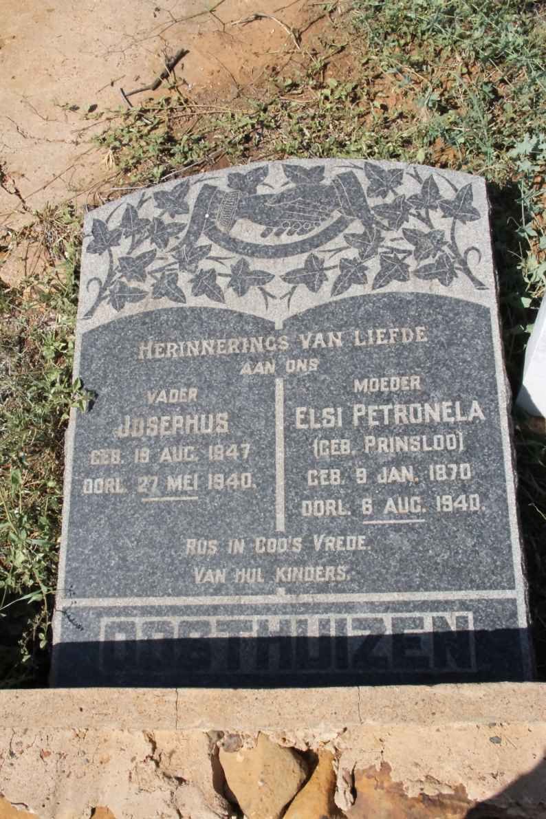 OOSTHUIZEN Josephus 1847-1940 &amp; Elsi Petronela PRINSLOO 1870-1940