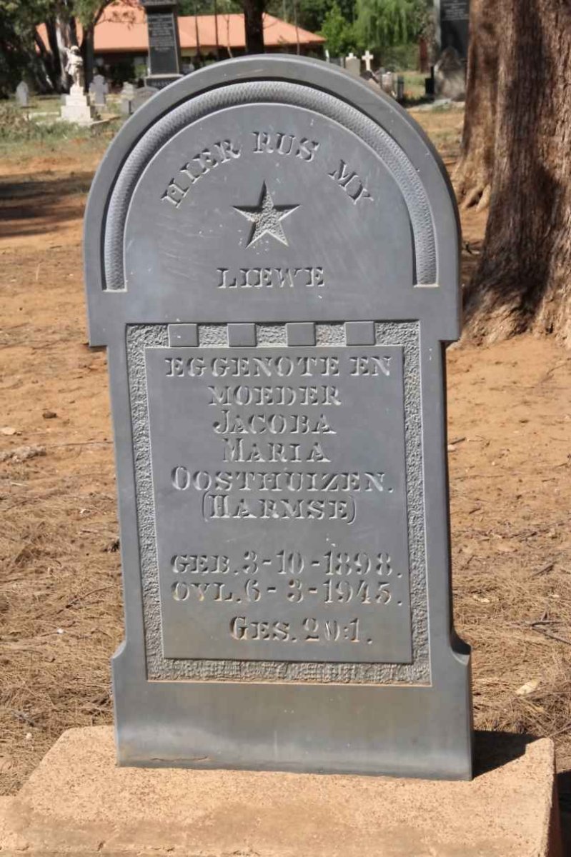 OOSTHUIZEN Jacoba Maria nee HARMSE 1898-1945
