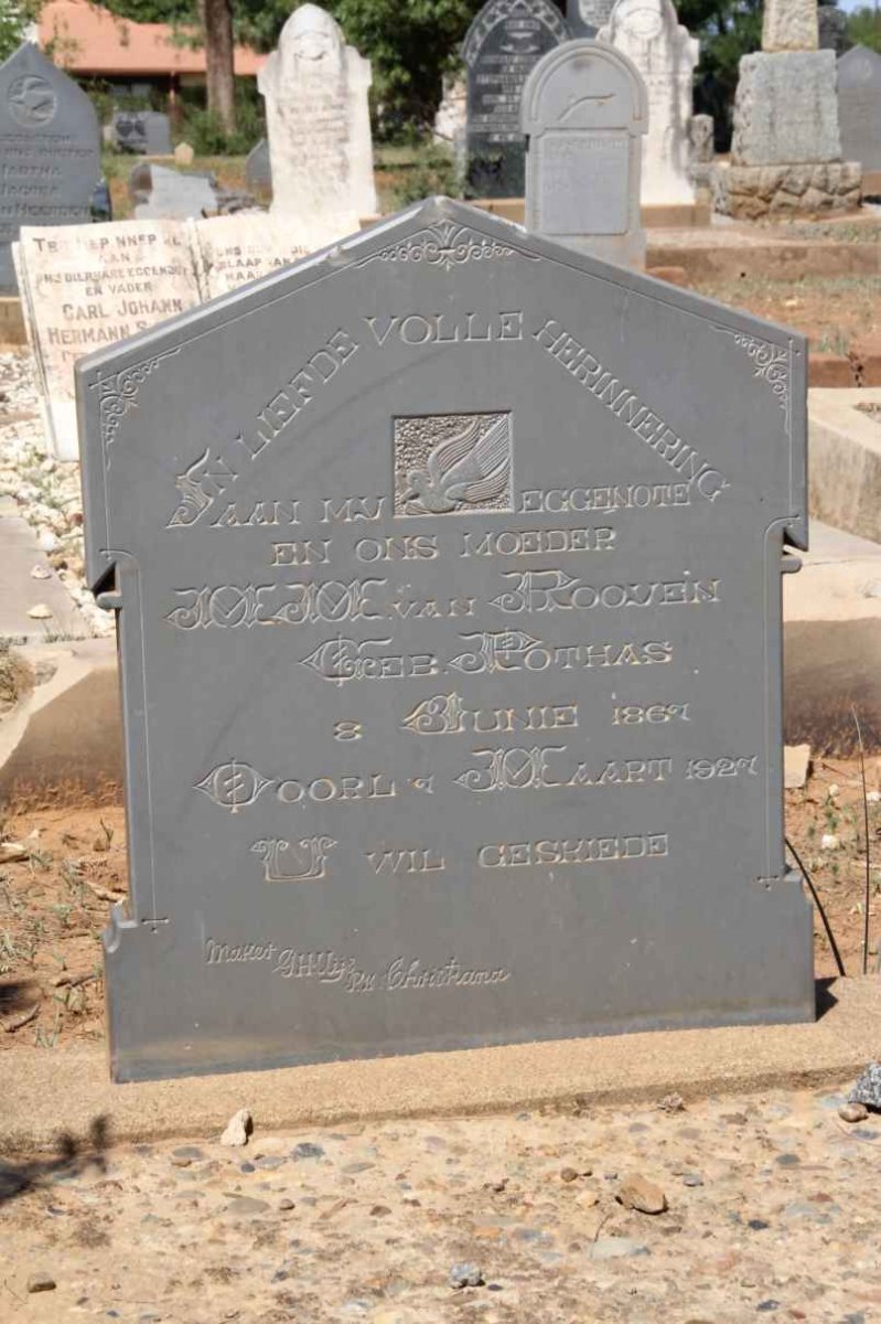 ROOYEN M.M., van nee POTHAS 1867-1927