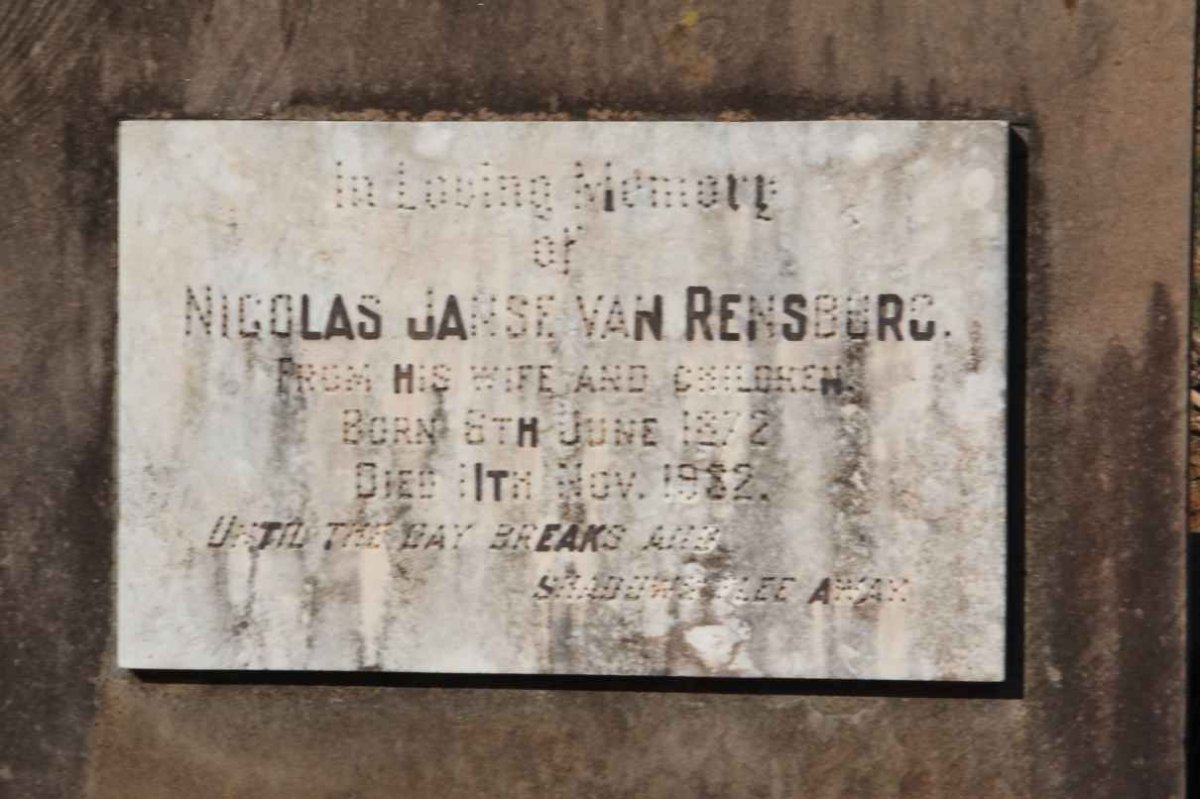 RENSBURG Nicolas, Janse van 1872-1932