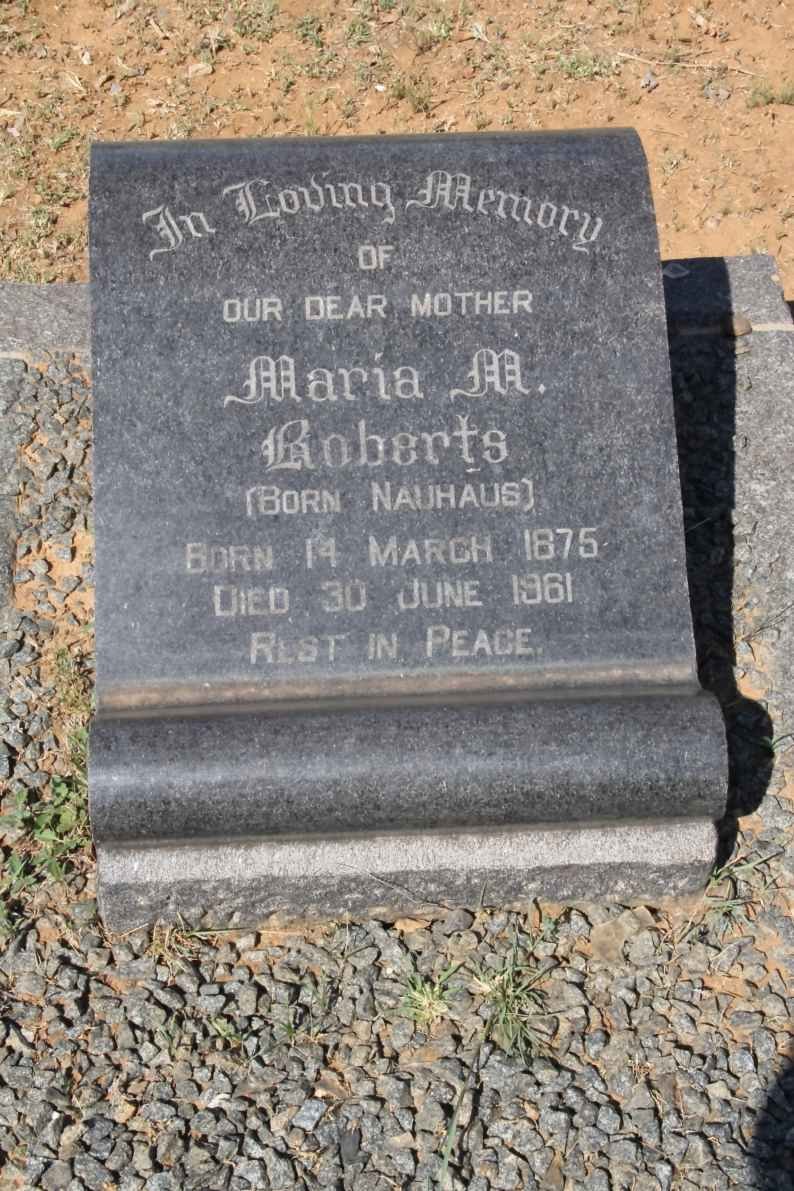 ROBERTS Maria M. nee NAUHAUS 1875-1961