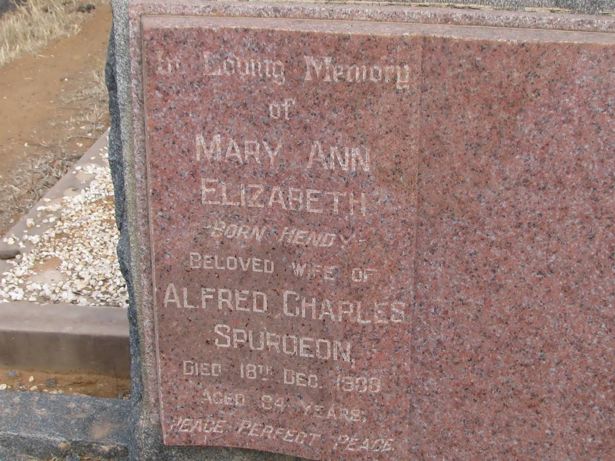 SPURGEON Mary Ann Elizabeth nee HENDY -1938