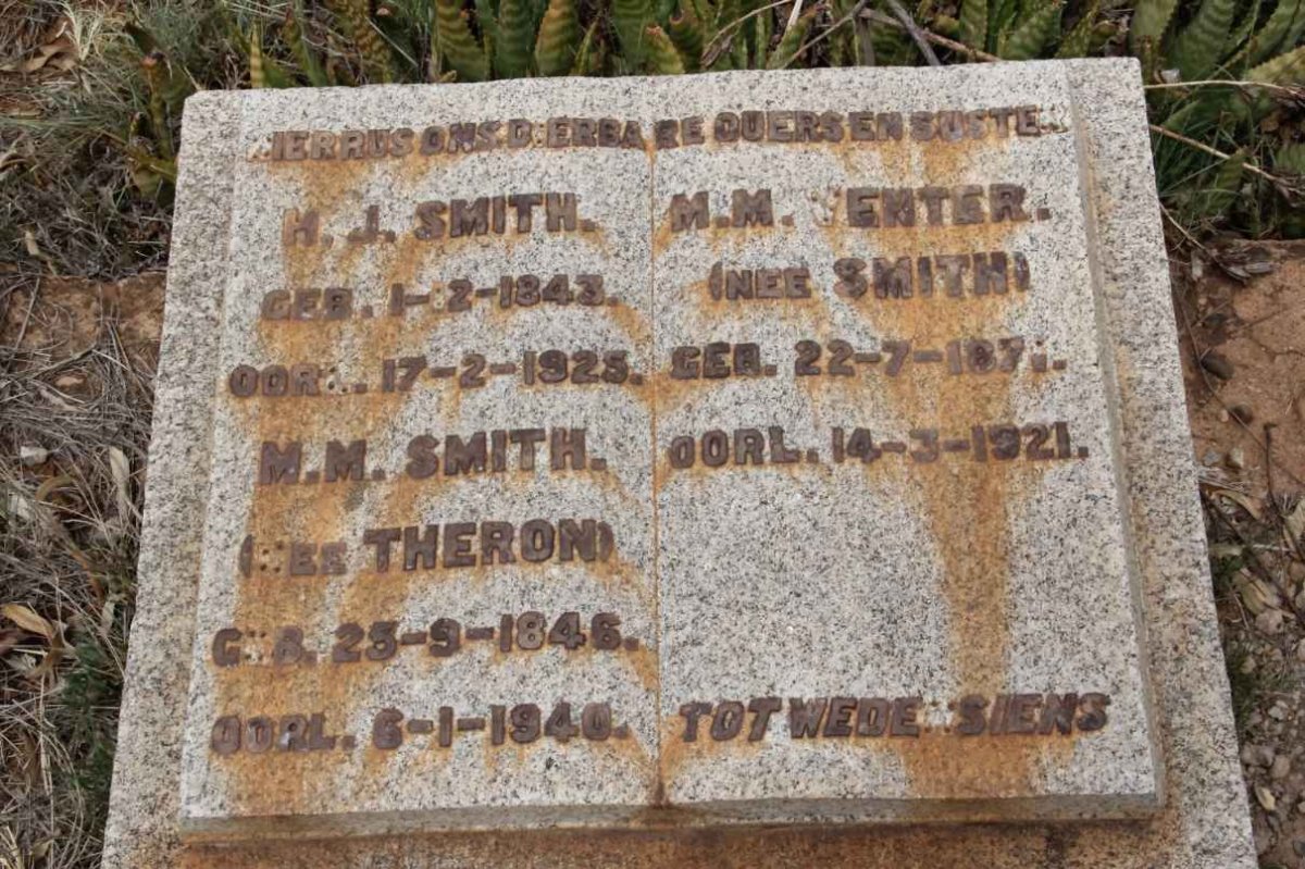 SMITH H.J. 1843-1925 &amp; M.M. THERON 1846-1946 :: VENTER M.M. nee SMITH 1871-1921