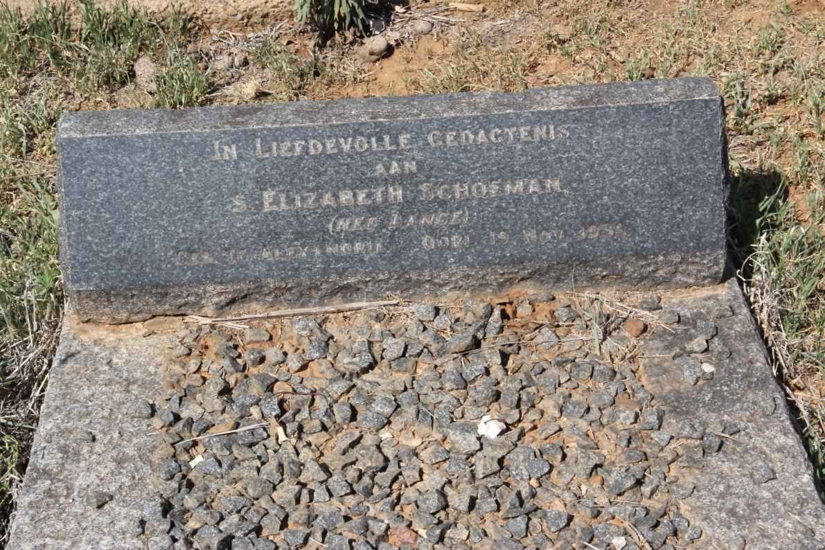 SCHOEMAN S. Elizabeth nee LANGE -1931