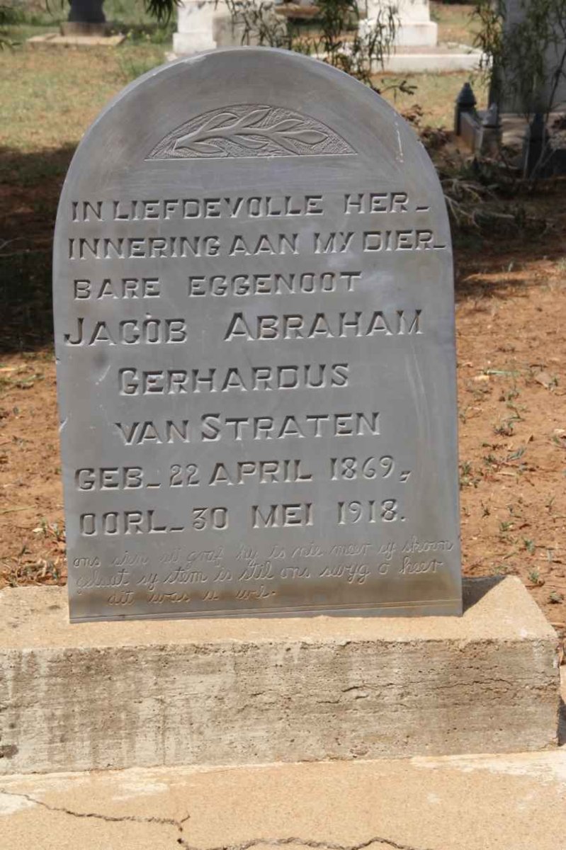 STRATEN Jacob Abraham Gerhardus, van 1869-1918