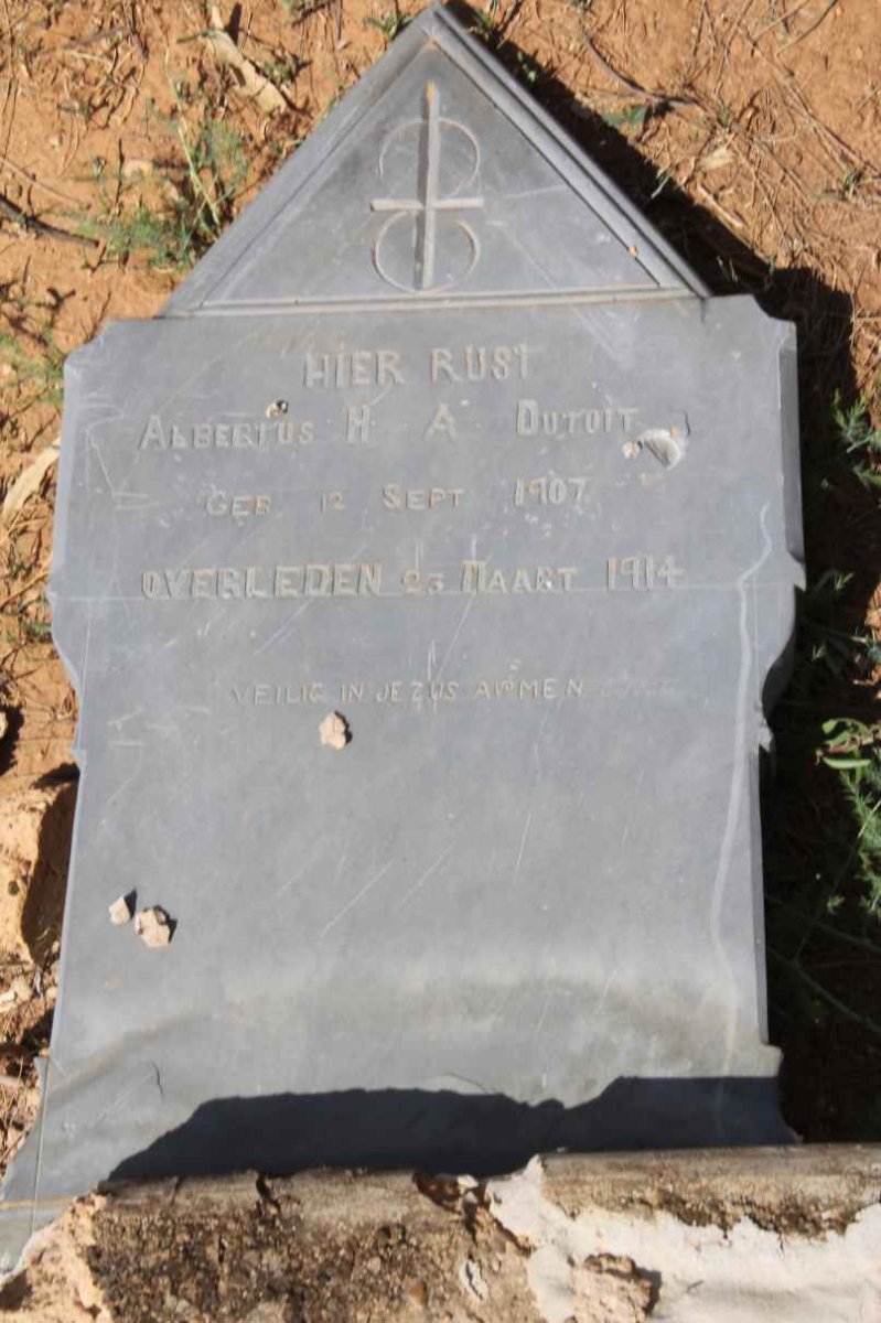 TOIT Albertus H.A., du 1907-1914