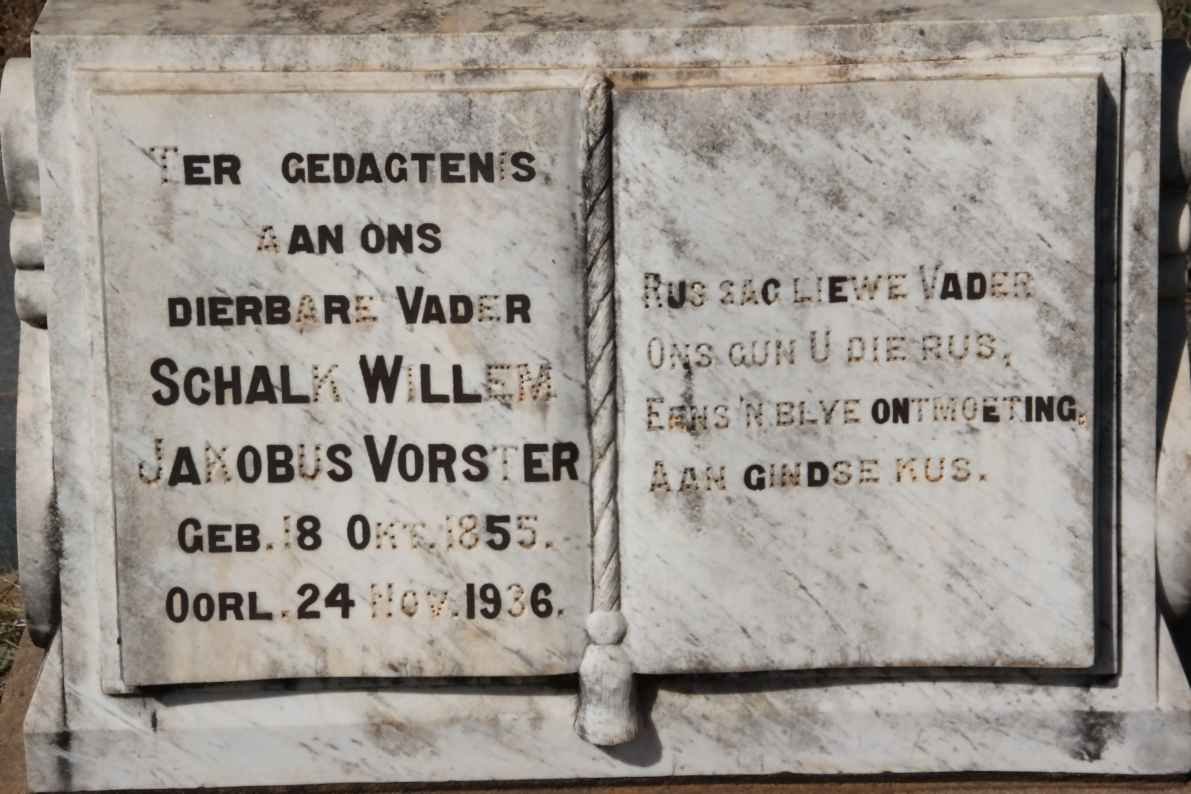 VORSTER  Schalk Willem Jakobus 1855-1936