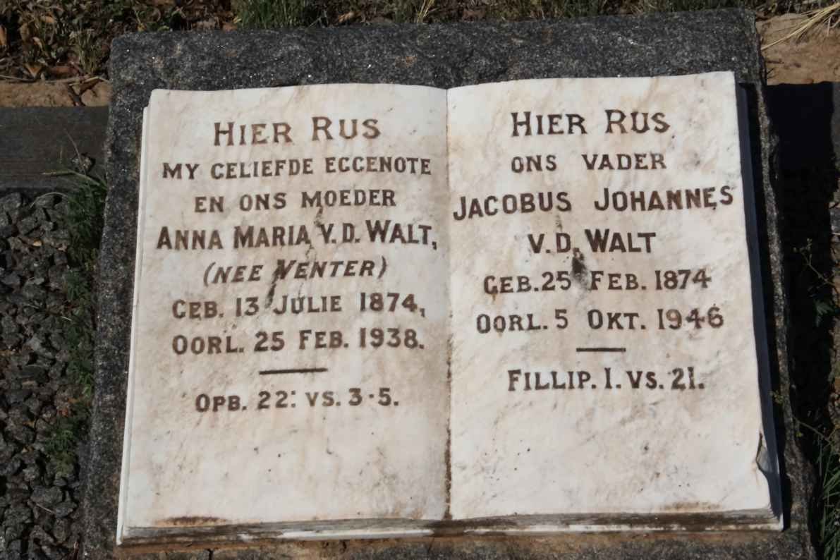 WALT Jacobus Johannes, v.d. 1874-1946 &amp; Anna Maria VENTER 1874-1938