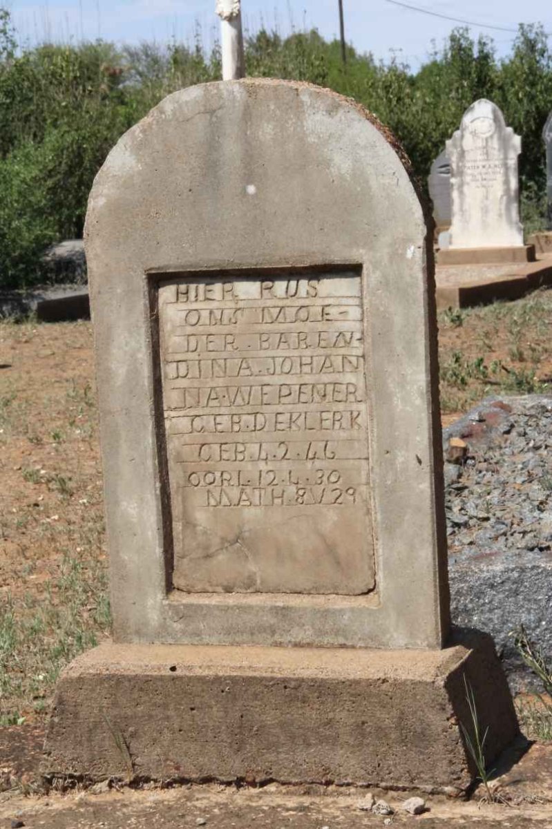 WEPENER Barendina Johanna nee DE KLERK 1846-1930