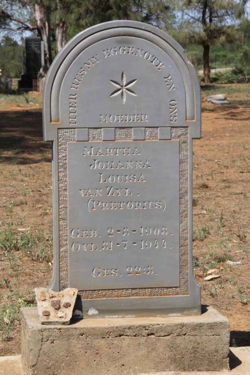 ZYL Martha Johanna Louisa, van nee PRETORIUS 1908-1944