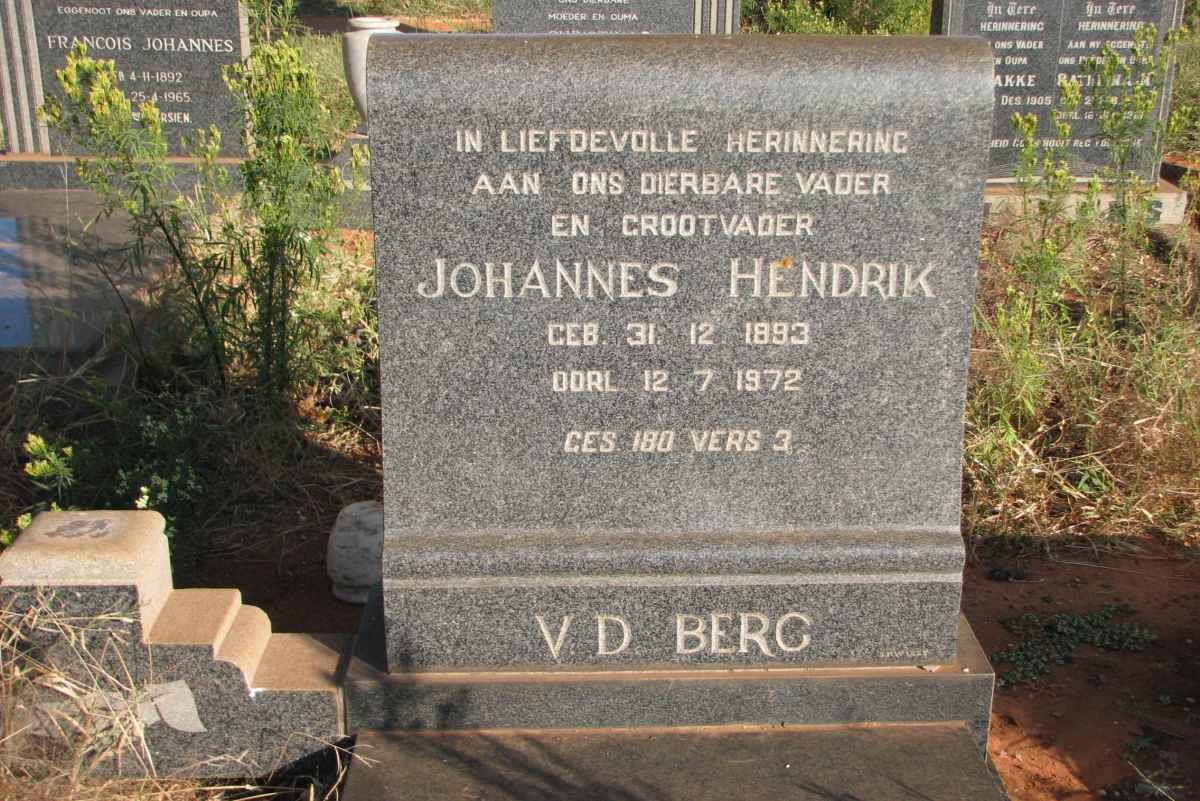 BERG Johannes Hendrik, v. d. 1893-1972