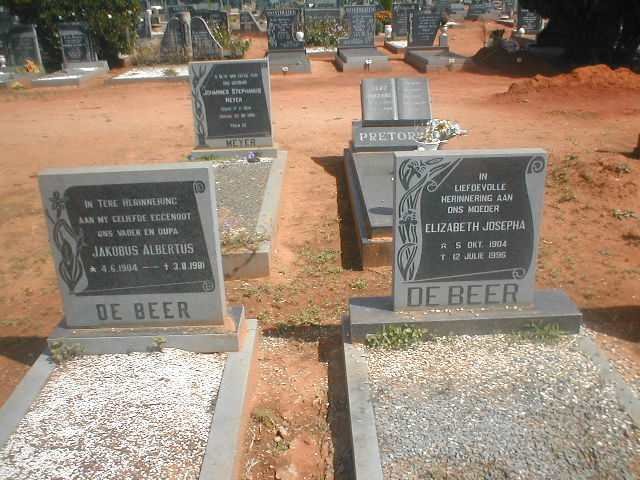 BEER Jakobus A., de 1904-1981 &amp; Elizabeth Josepha 1904-1996