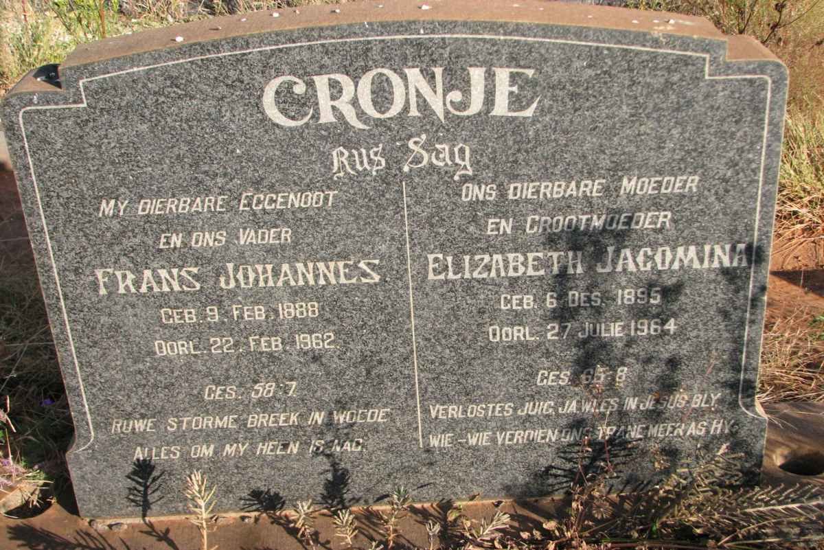 CRONJE Frans Johannes 1888-1962 &amp; Elizabeth Jacomina 1895-1964