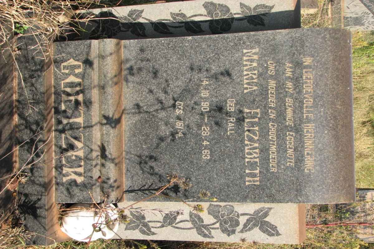 COETZER Maria Elizabeth nee RALL 1890-1963