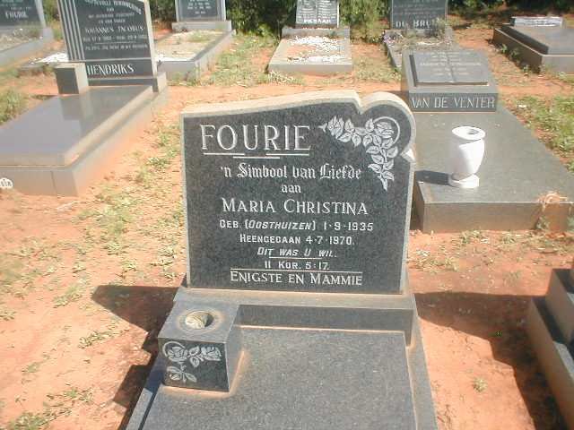 FOURIE Maria Christina nee OOSTHUIZEN 1935-1970