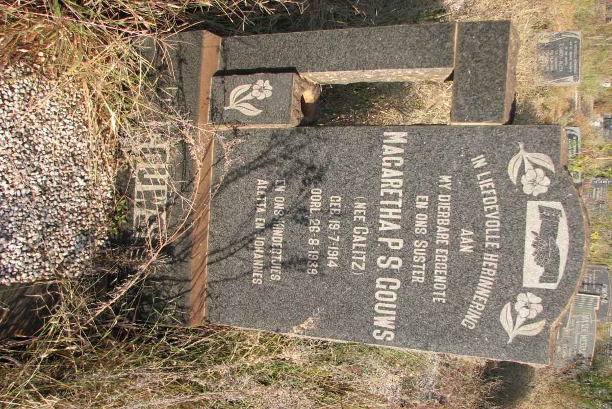 GOUWS Magaretha P.S. nee CALITZ 1914-1939