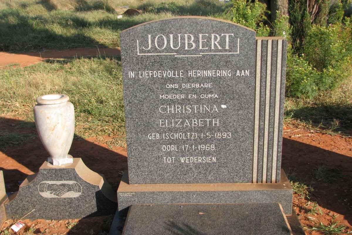 JOUBERT Christina Elizabeth nee SCHOLTZ 1893-1968
