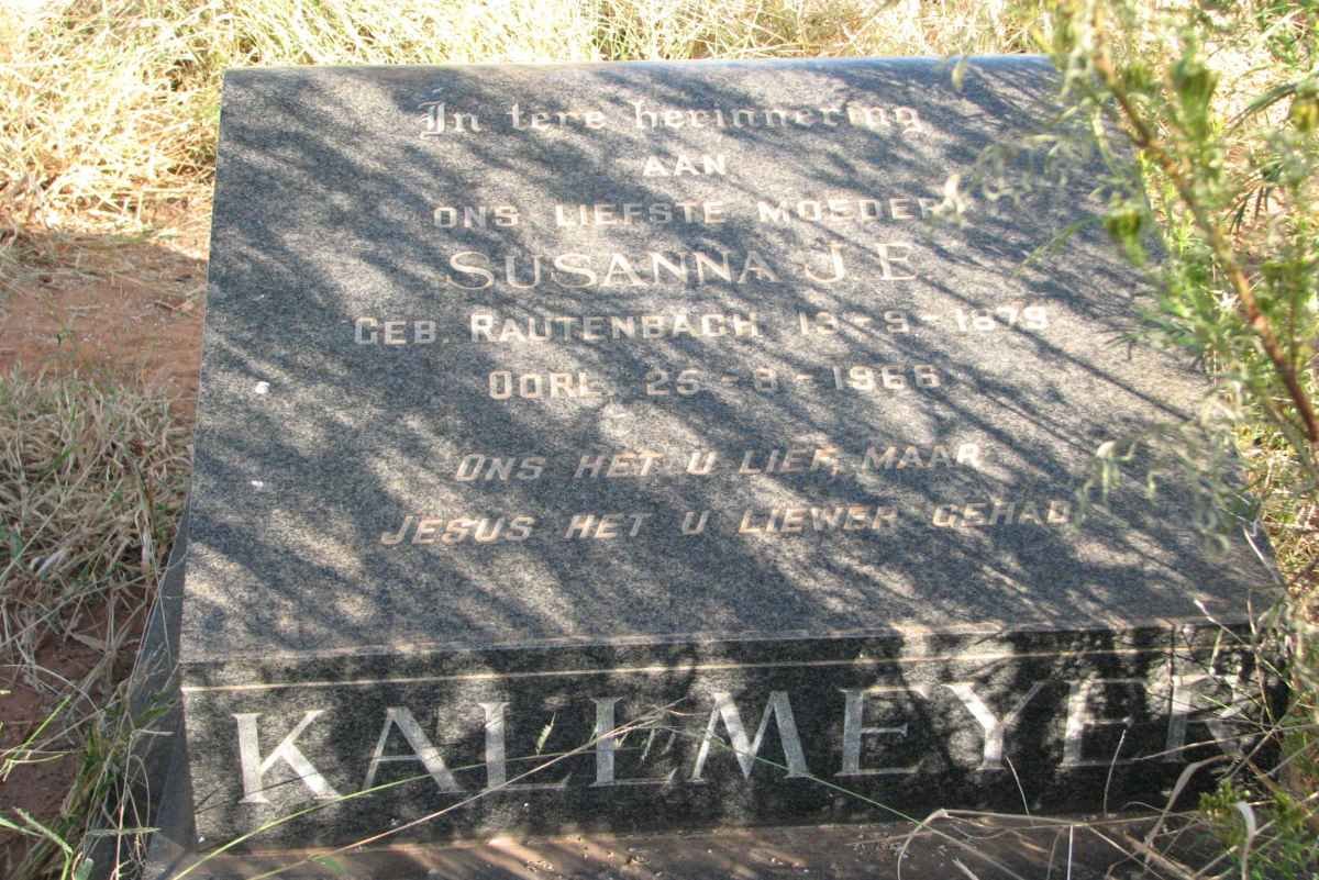 KALLMEYER Susanna J.E. nee RAUTENBACH 1879-1966