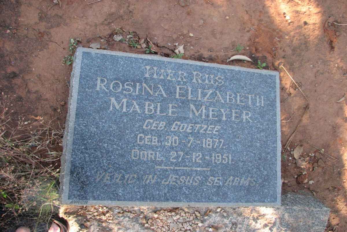 MEYER Rosina Elizabeth Mable nee COETZEE 1877-1951