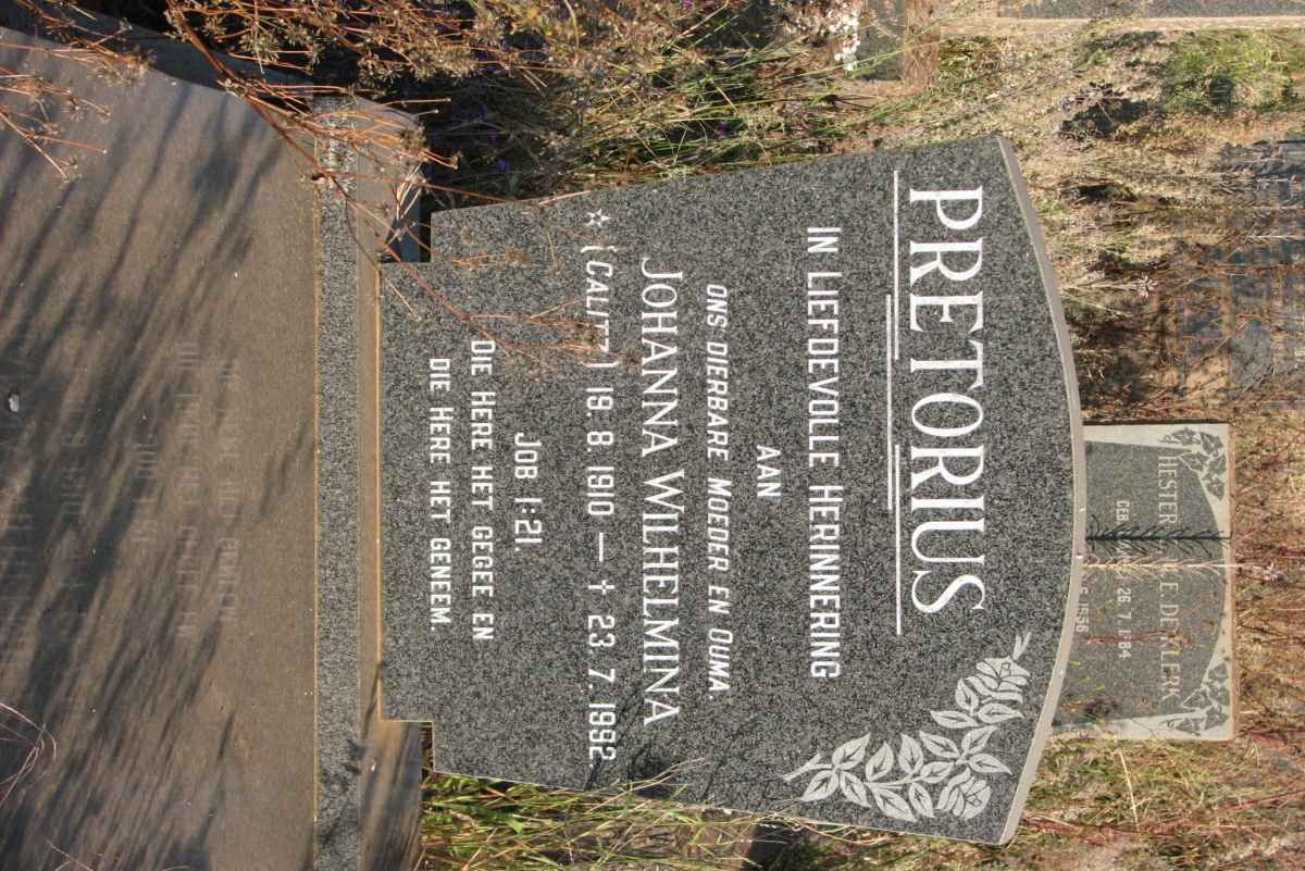PRETORIUS Johanna Wilhelmina nee CALITZ 1910-1992