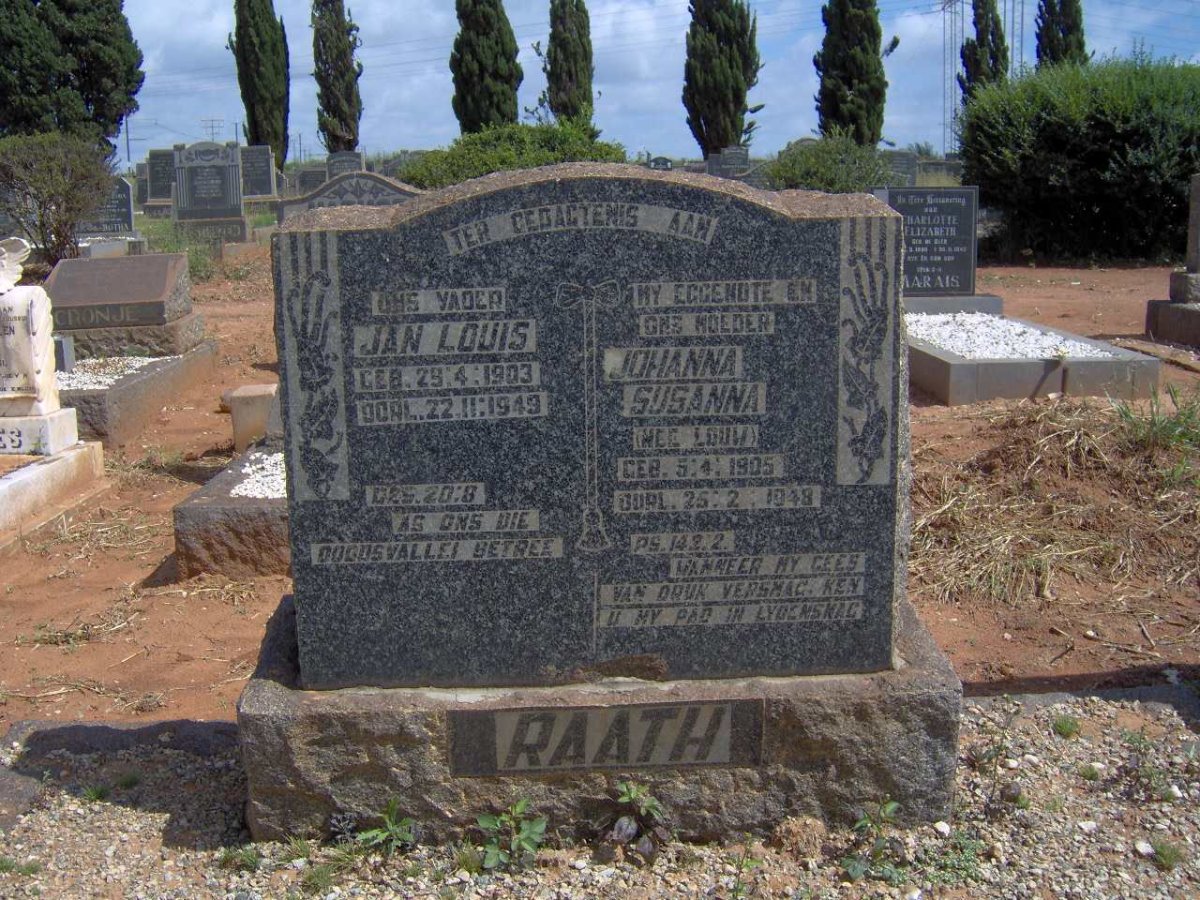 RAATH Jan Louis 1903-1949 &amp; Johanna Susanna LOUW 1905-1948