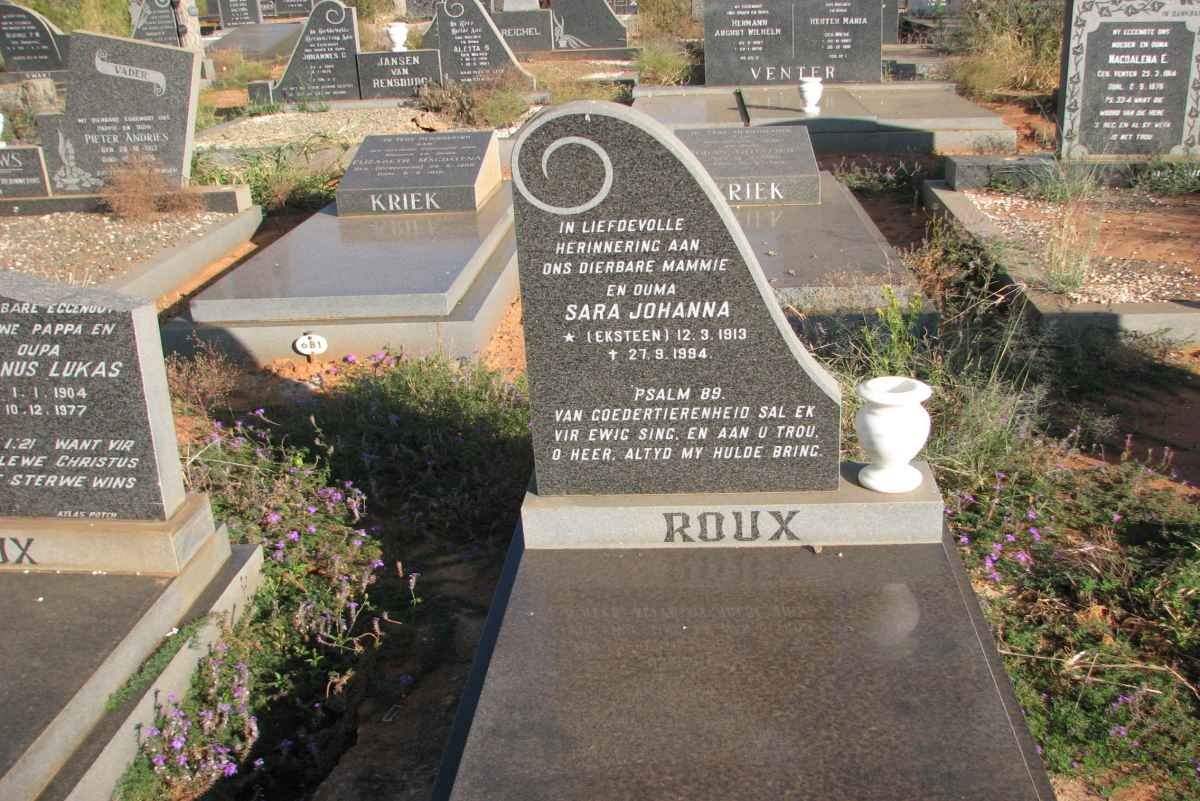 ROUX Sara Johanna nee EKSTEEN 1913-1994