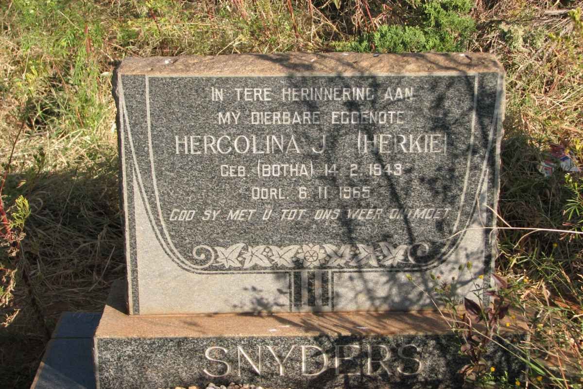 SNYDERS Hercolina J. nee BOTHA 1949-1965