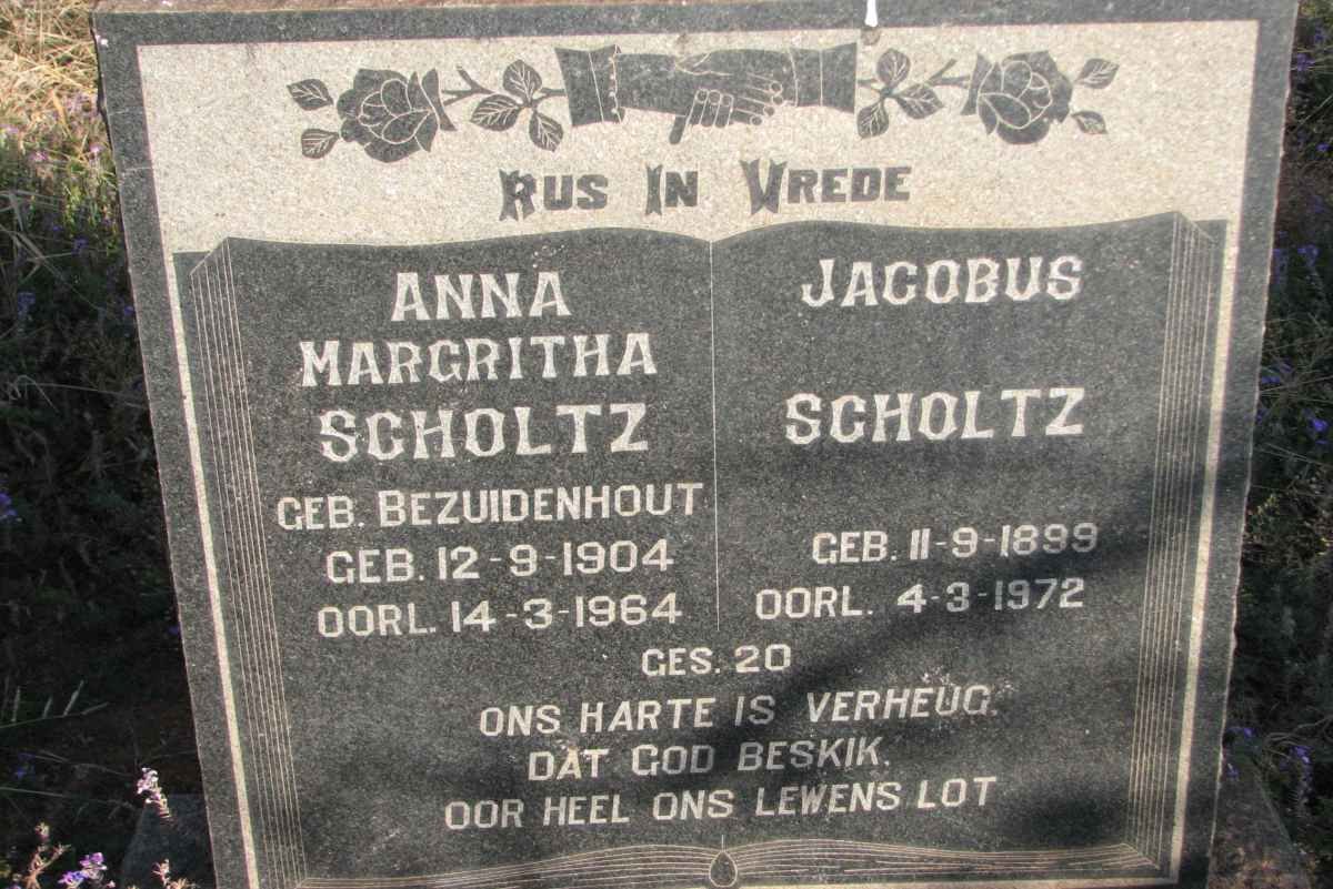 SCHOLTZ Jacobus 1899-1972 &amp; Anna Margritha BEZUIDENHOUT 1904-1964