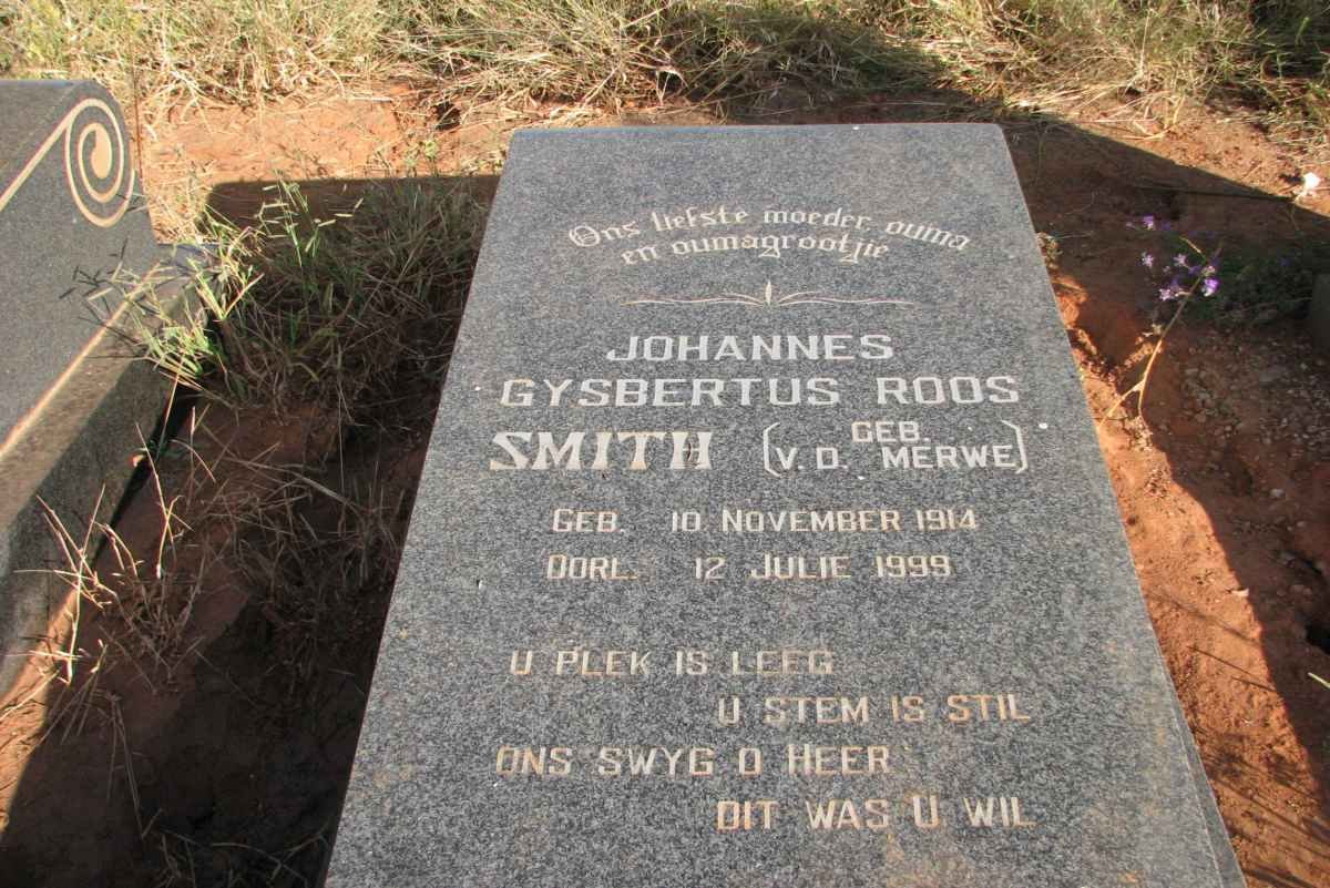 SMITH Johannes Gysbertus Roos nee VAN DER MERWE 1914-1999