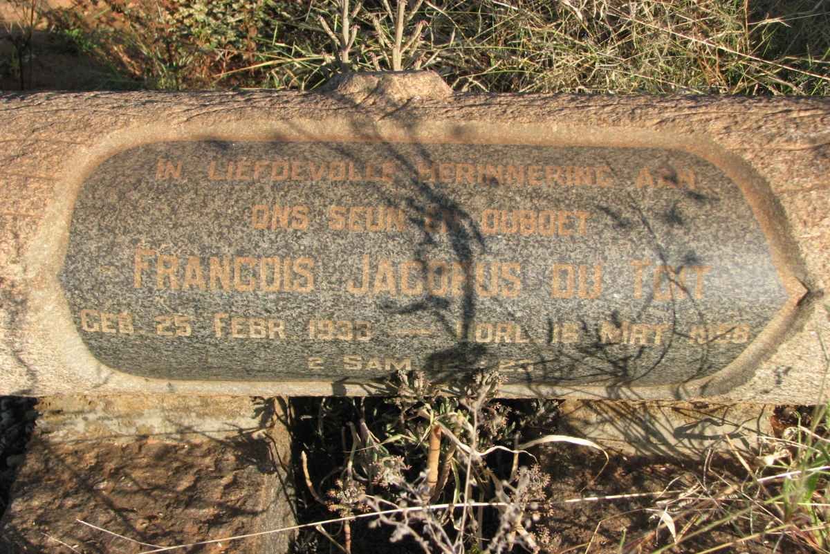 TOIT Francois Jacobus, du 1933-1958