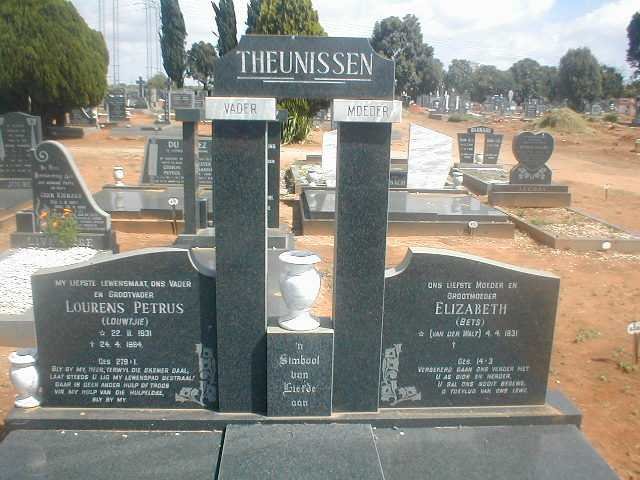 THEUNISSEN Lourens Petrus 1931-1984 &amp; Elizabeth VAN DER WALT 1931-