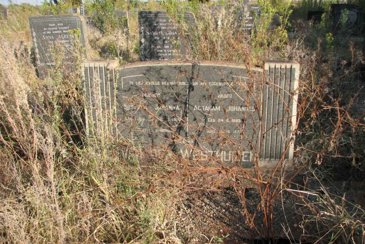 WESTHUIZEN Abraham Johannes, van der 1885-1973 &amp; Susanna Johanna JOUBERT ?-?