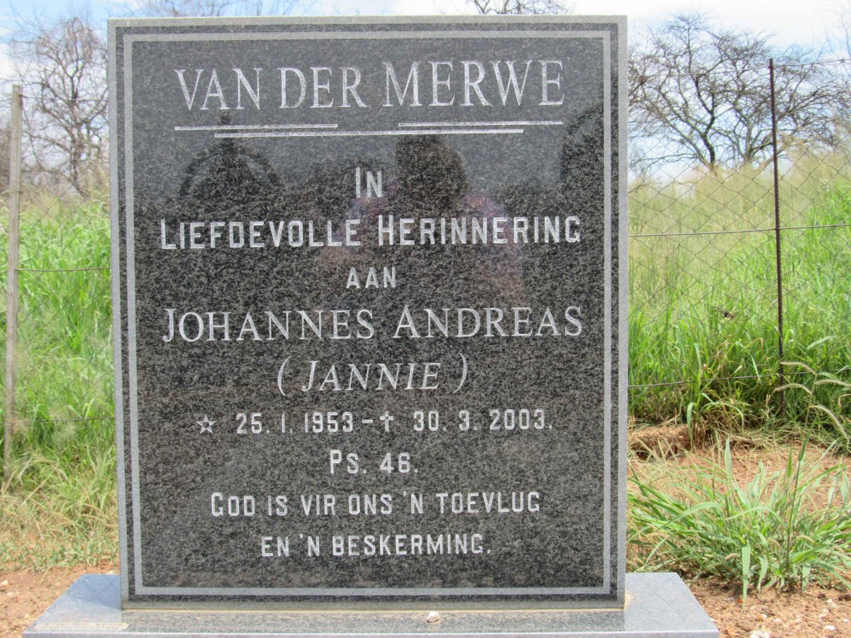 MERWE Johannes Andreas, van der 1953-2003