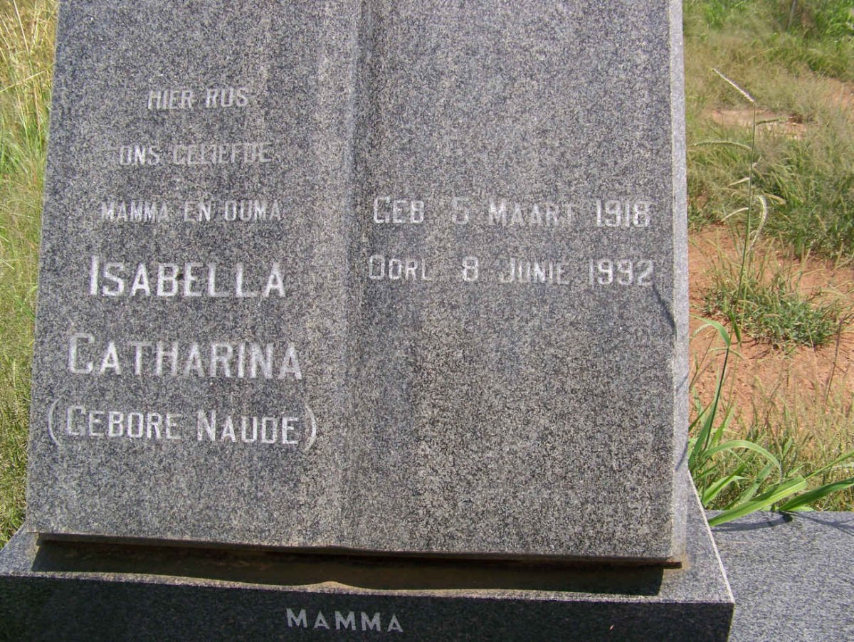 LIEBENBERG Isabella Catharina nee NAUDE 1918-1992