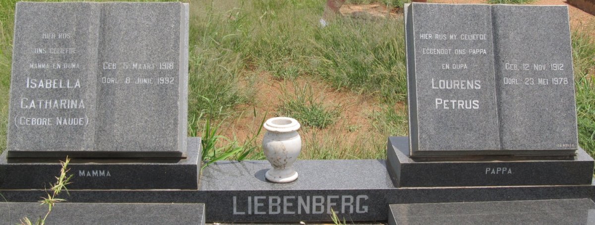 LIEBENBERG Lourens Petrus 1912-1978 &amp; Isabella Catharina NAUDE 1918-1992