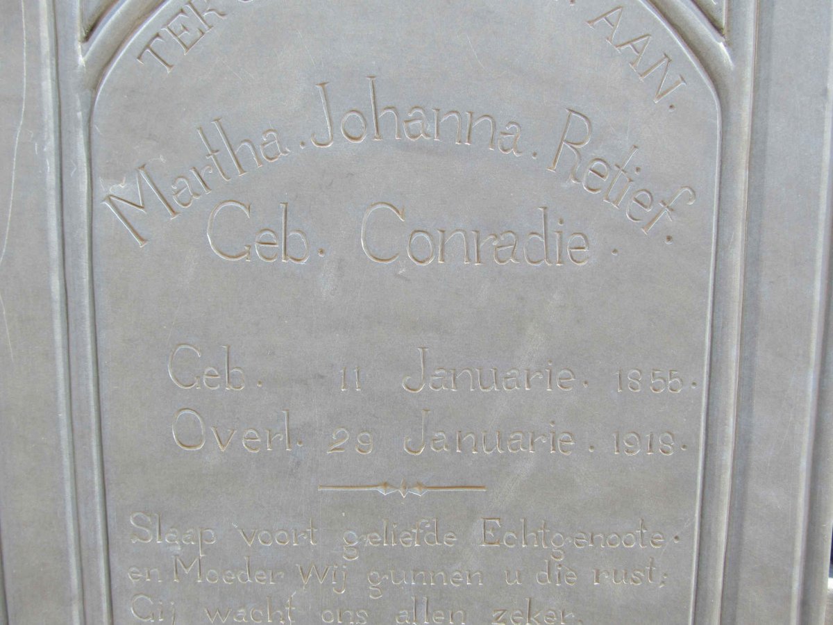 RETIEF Martha Johanna nee CONRADIE 1855-1918