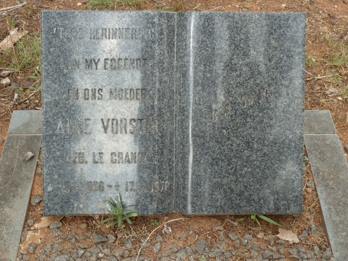 VORSTER Anne nee LE GRANGE 1908-1970