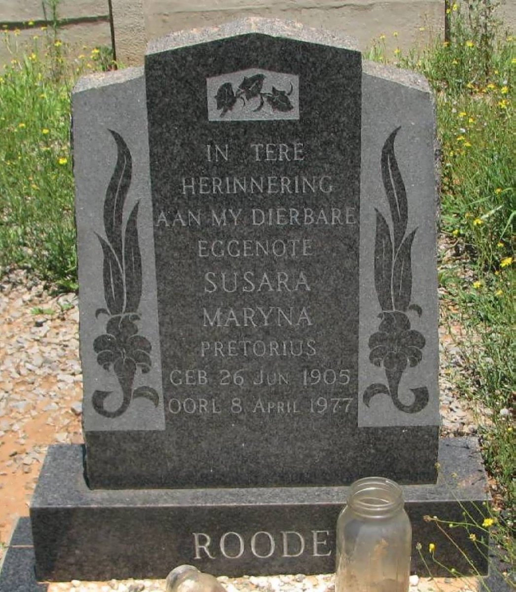 ROODE Susara Maryna nee PRETORIUS 1905-1977