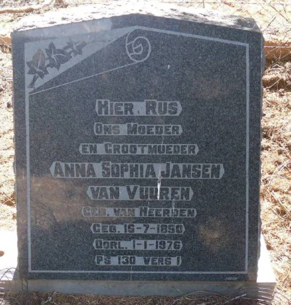 VUUREN Anna Sophia, Jansen van nee VAN HEERDEN 1890-1976