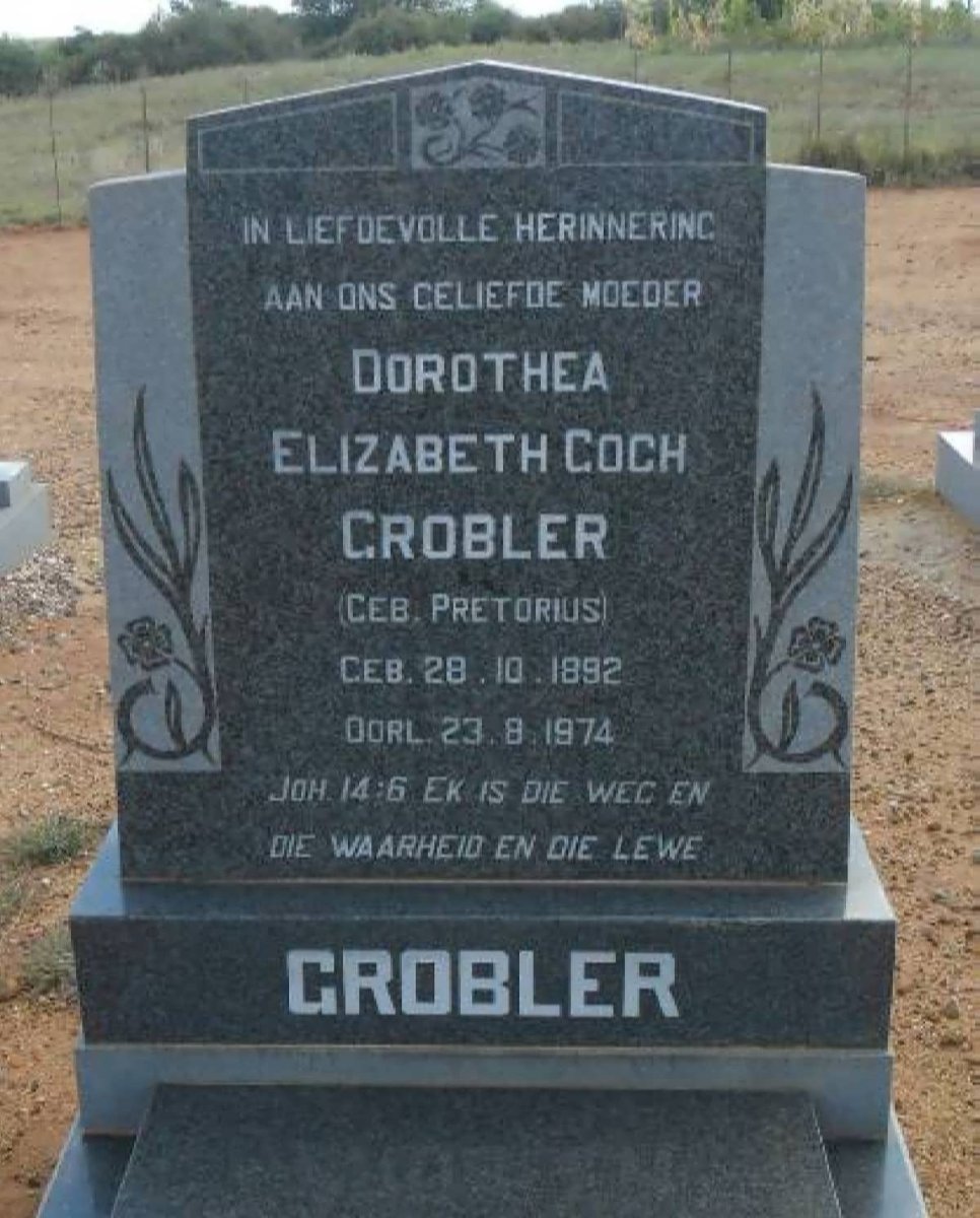 GROBLER Dorothea Elizabeth Coch nee PRETORIUS 1892-1974