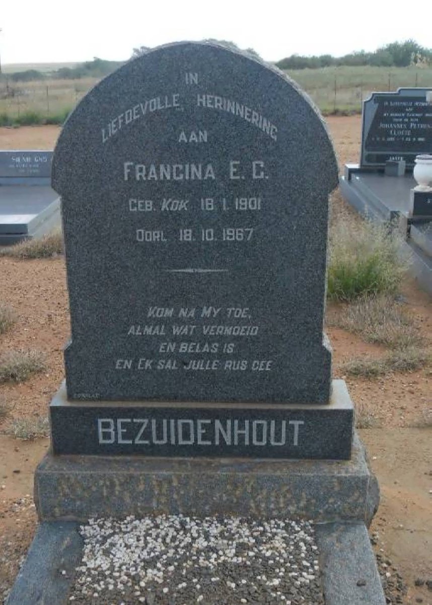 BEZUIDENHOUT Francina E.C. nee KOK 1901-1967