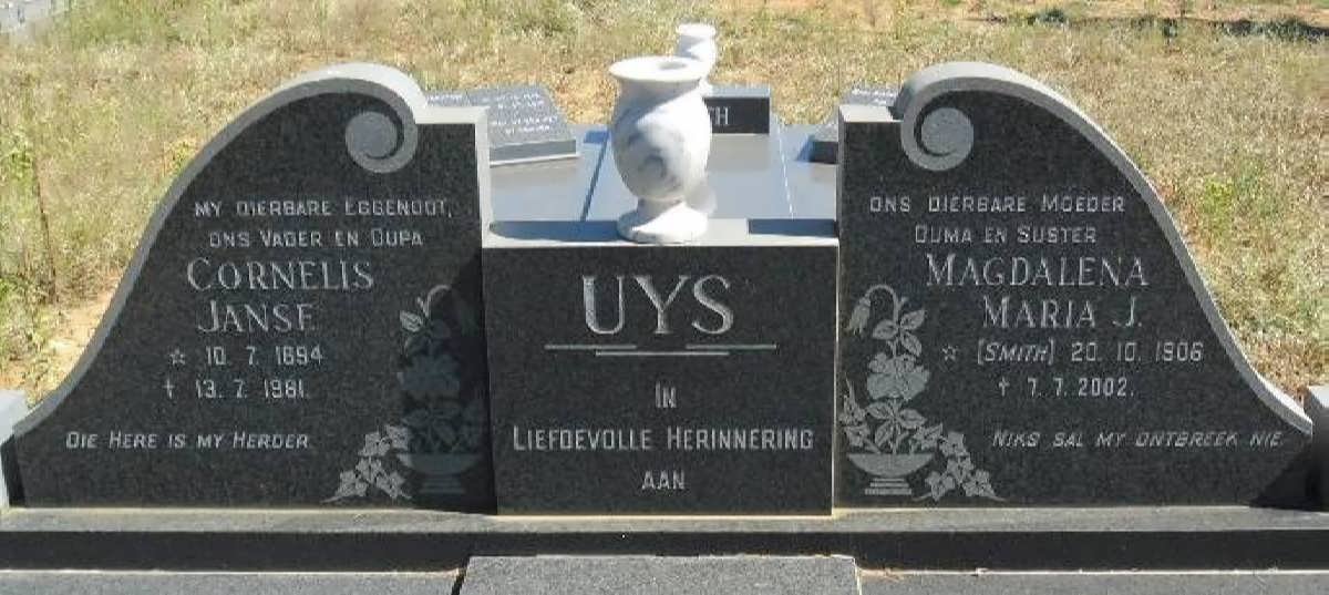 UYS Cornelis Janse 1894-1981 &amp; Magdalena Maria SMITH 1906-2002