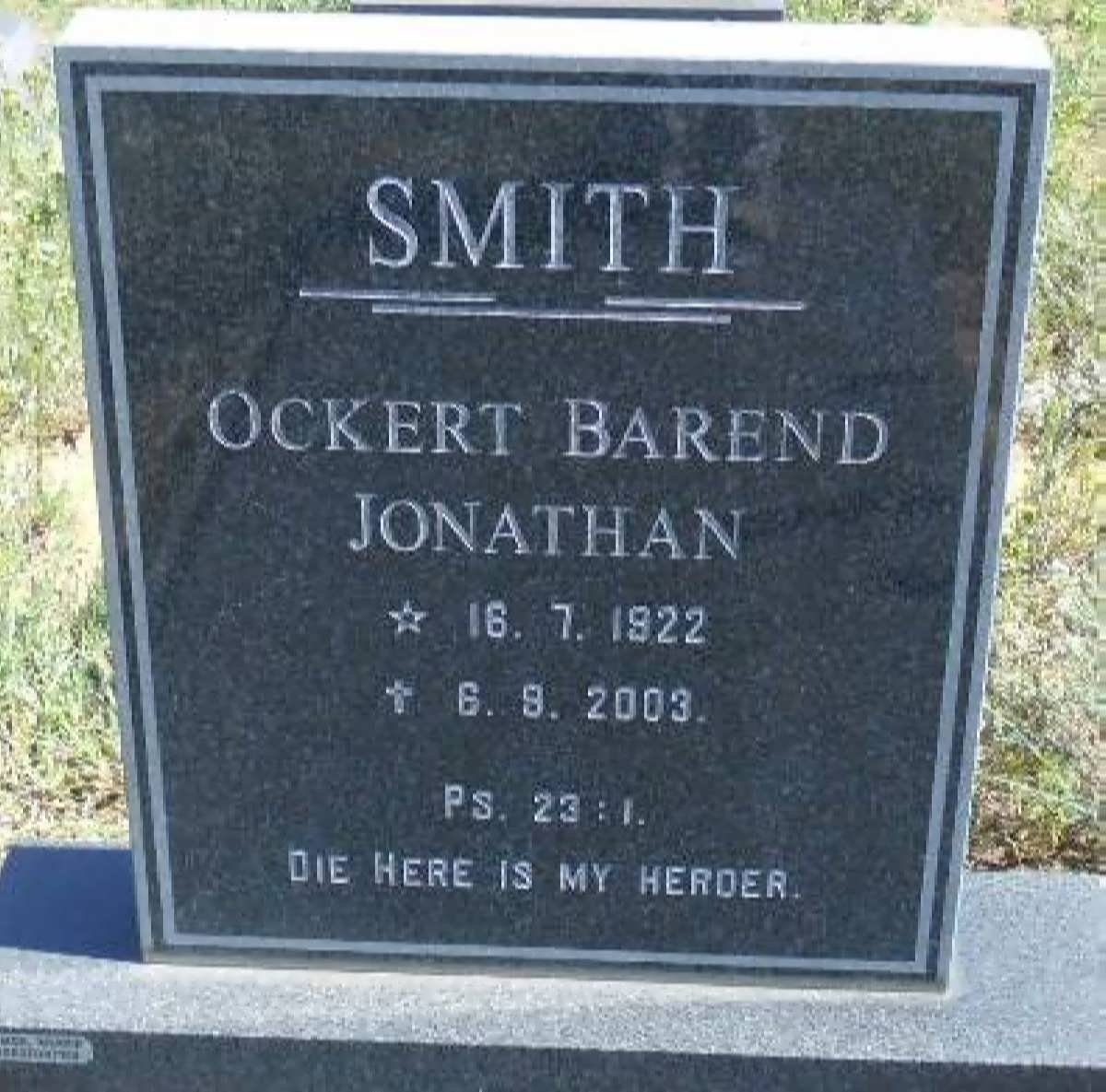 SMITH Ockert Barend Jonathan 1922-2003