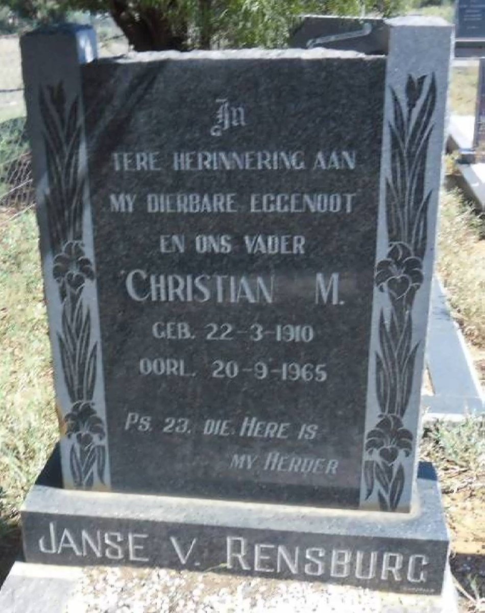 RENSBURG Christian M., Janse van 1910-1965