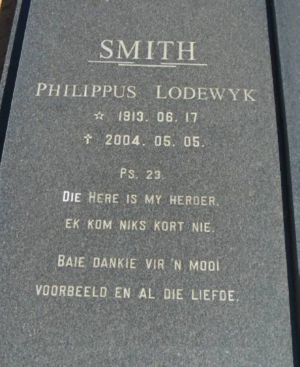 SMITH Philippus Lodewyk 1913-2004