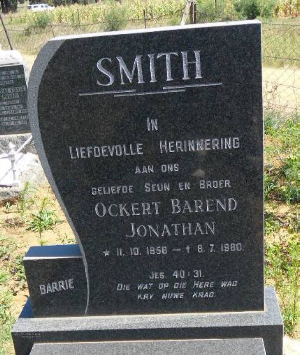 SMITH Ockert Barend Jonathan 1956-1980