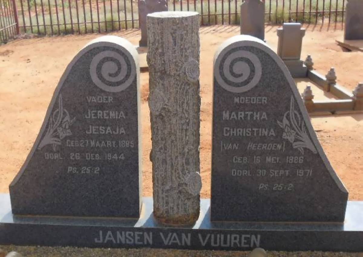 VUUREN Jeremiah Jesaja, Jansen van 1885-1944 &amp; Martha Christina VAN HEERDEN 1886-1971